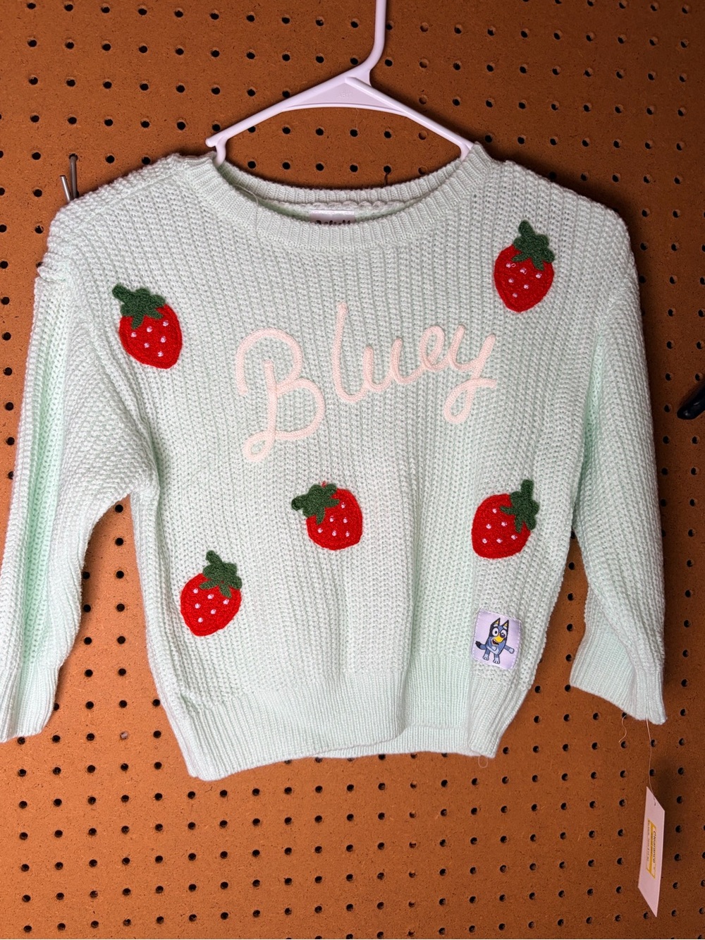 Mint Strawberry Knit Sweater - Girls